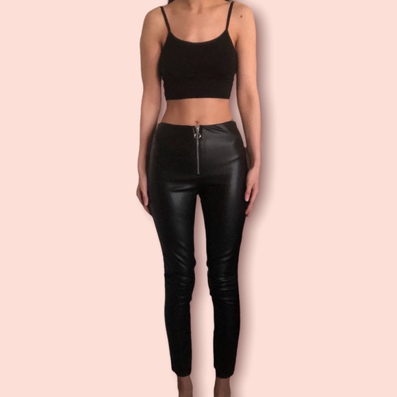 ZARA Black Faux leather Pants-(Sz XS) - Picture 3 of 16